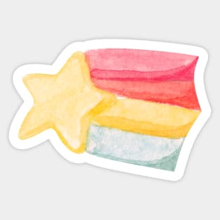 Shiny shooting star with rainbow Sticker